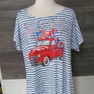 ENERGE WORLD WEAR LADIES SHORT SLEEVE 4TH OF JULY SHIRT